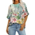 thumbnail image 1 of LbsKUS Tops for Women Trendy Summer Plus Size Crew Neck Short Sleeve Shirt Loose Fit Floral Graphic Tunic Tees Blouses （5X-Large,Multicolor), 1 of 7