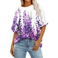 thumbnail image 1 of LbsKUS Tops for Women Trendy Summer Plus Size Crew Neck Short Sleeve Shirt Loose Fit Floral Graphic Tunic Tees Blouses （Small,Purple), 1 of 7