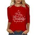 thumbnail image 1 of LbsKUS Winter Clearance,Women's 3/4 Sleeve Shirts Cute Merry Christmas Letter Tops Funny Glitter Christmas Tree Cure Neck T Shirts Pullover Tops Holiday Clothes(Red,L), 1 of 1