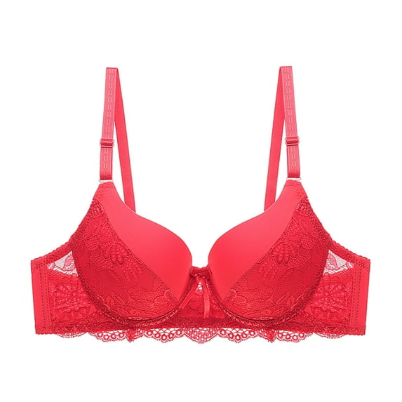 LbsKUS Womens Bras Underwire Plus Size Lace Full Coverage Bralettes Lightly Lined Push Up Bralette T-Shirt Bra (Large,Red)