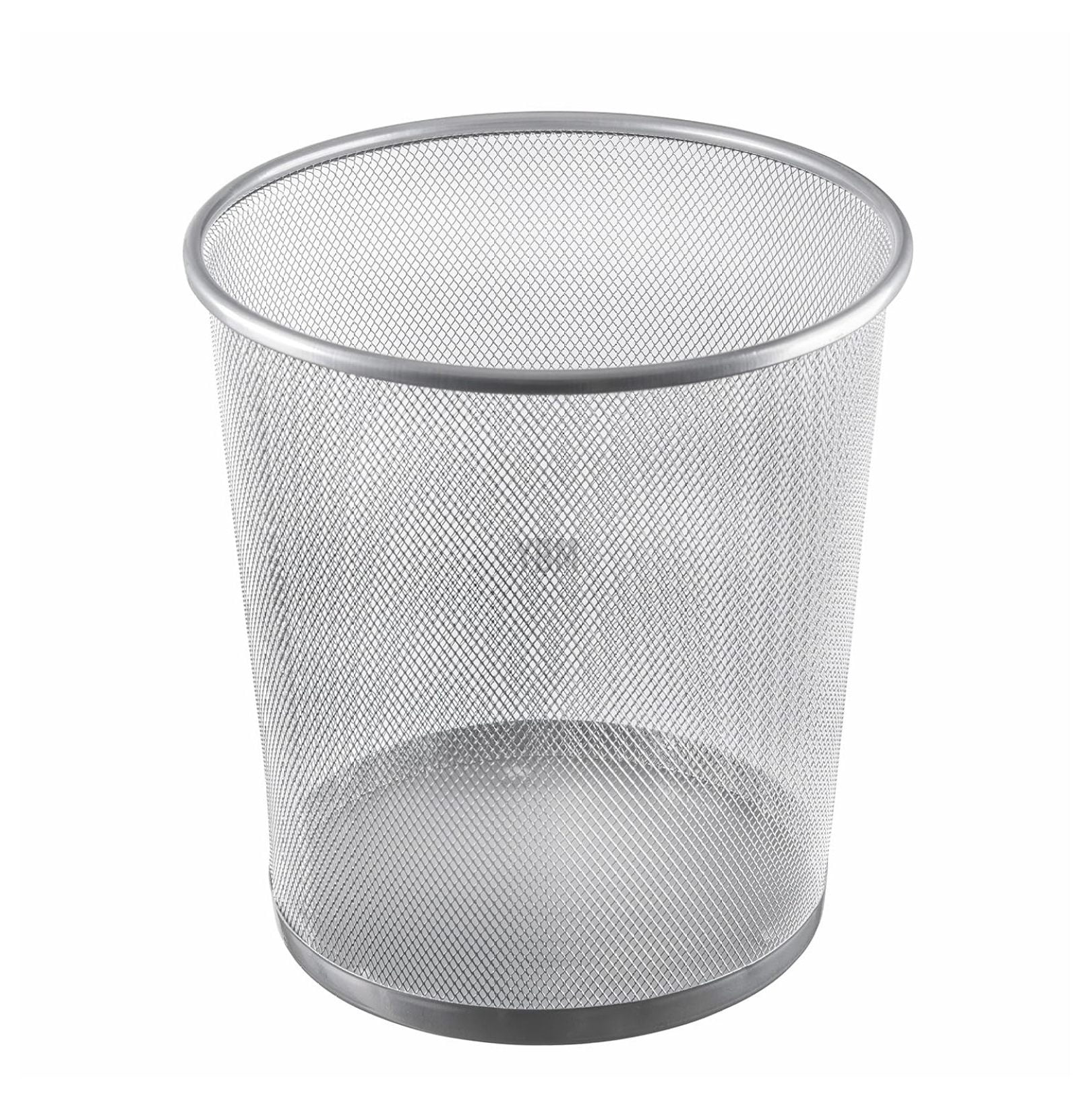 Silver Mesh Steel Office Wastebasket Trash Can, 4.75 Gallon