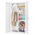 LcXctD Metal Storage Wardrobe with Lock Doors, 72" White Metal