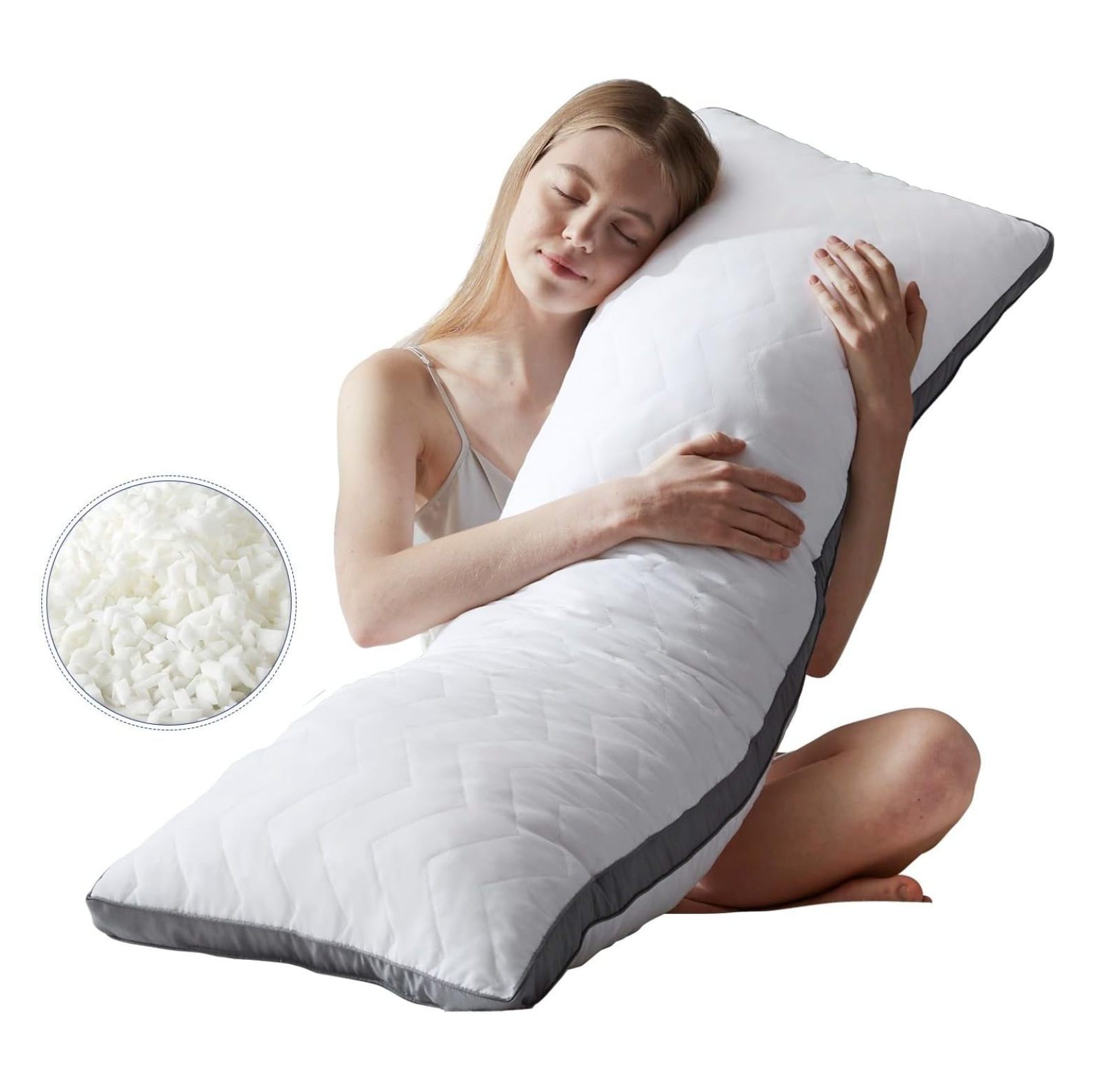 LcXctD Quilted Memory Foam Body Pillow Large Full Body Pillows for