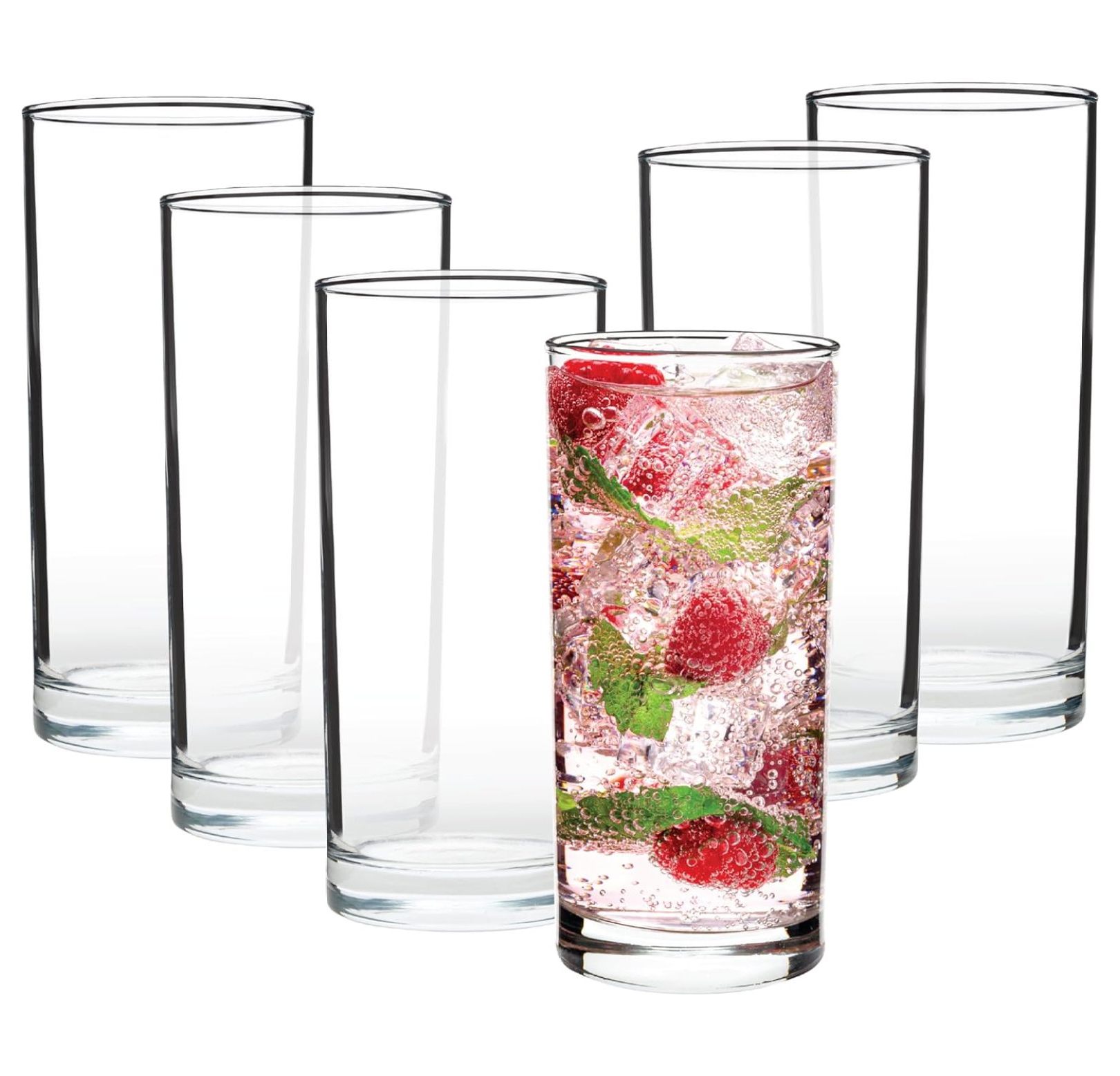 LcXctD Water Glasses, Set of 6 Drinking Glasses, Thick and Durable , 10