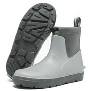 LCAMAW Deck Boots For Men's,Ankle Rubber Rain boots Waterproof Anti-Slip Waterproof Shoes,Rubber Outdoor Fishing Boating Boots Water Work Shoes for Men