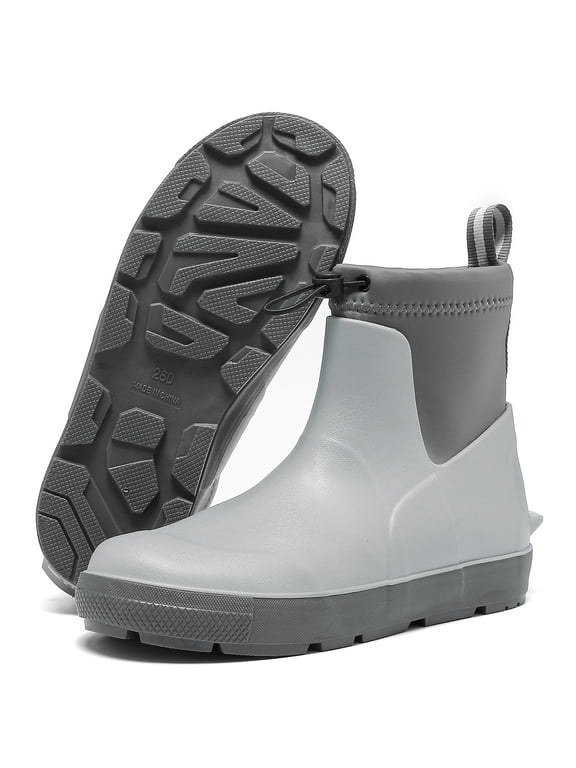 Deck Boots For Men's,Ankle Rubber Rain boots Waterproof Anti-Slip Waterproof Shoes,Rubber Outdoor Fishing Boating Boots Water Work Shoes for Men