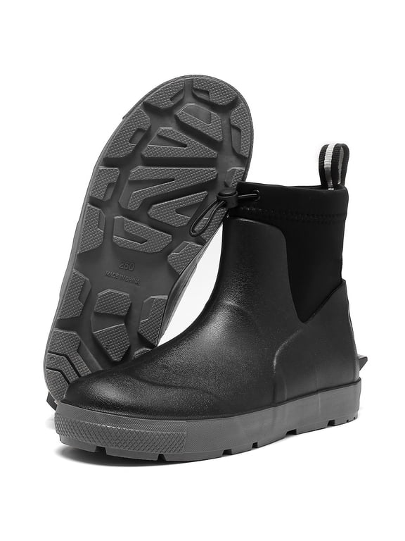 Deck Boots For Men's,Ankle Rubber Rain boots Waterproof Anti-Slip Waterproof Shoes,Rubber Outdoor Fishing Boating Boots Water Work Shoes for Men