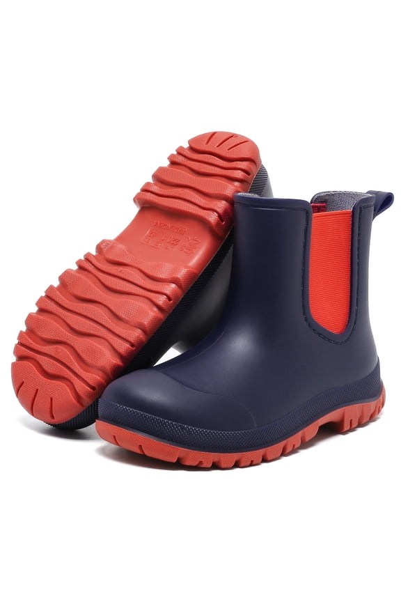 Kids Rain Boots, Waterproof Chelsea Rubber Boots for Boys and Girls, Non-Slip Ankle Muck Toddler Rainboots, Outdoor, Farm, Park, Hiking, Fishing, School Playing