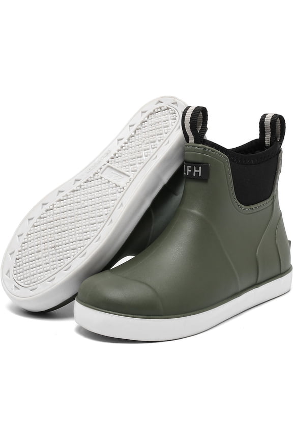 Kids Rain Boots Waterproof Rubber Boots Boys Girls Non-Slip High-Performance Ankle Deck Boot Traction Child Mud Booties for Boating, Camping, Farming & Outdoor Garden School Play Footwear