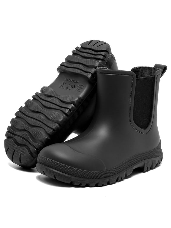 Kids Rain Boots, Waterproof Rubber Boots for Girls & Boys, Non-Slip Lightweight Toddler Water Shoes, Chelsea Ankle Rain Boots for Outdoor, Farm, Park, Hiking, Fishing, School Play
