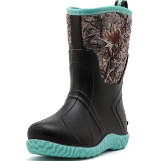 Lcamaw Kids Rain Boots, Waterproof Non-Slip Rubber Boots for Boys & Girls, Easy-On Mid-Calf Garden Mud Boots