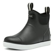 LCAMAW Women's Deck Boots, Waterproof Ankle Rain Boots with Anti-Slip Traction, Rubber Garden & Fishing Boots for Boating, Camping, Farming & Outdoor Work