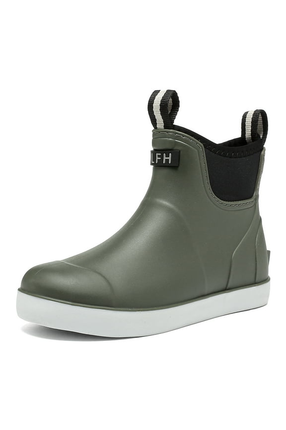 Women's Deck Boots, Waterproof Ankle Rain Boots with Anti-Slip Traction, Rubber Garden & Fishing Boots for Boating, Camping, Farming & Outdoor Work