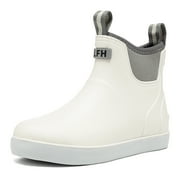 LCAMAW Women's Deck Boots, Waterproof Ankle Rain Boots with Anti-Slip Traction, Rubber Garden & Fishing Boots for Boating, Camping, Farming & Outdoor Work