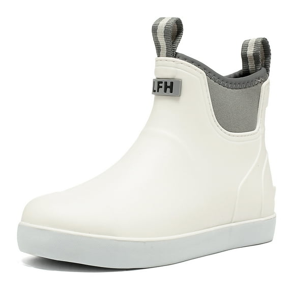 Lcamaw Women's Deck Boots, Waterproof Ankle Rain Boots with Anti-Slip Traction, Rubber Garden & Fishing Boots for Boating, Camping, Farming & Outdoor Work