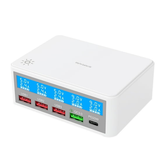 ,Lcd Display Pd Qc3.0 Usb Hub Pd 20w Qc3.0 With Lcd Display Usb Stations With Usb Hub Tablet 20w Qc3.0 Usb Stations With Lcd Hub Tablet And 65w 5-port Usb 5-port Usb Stations Plug