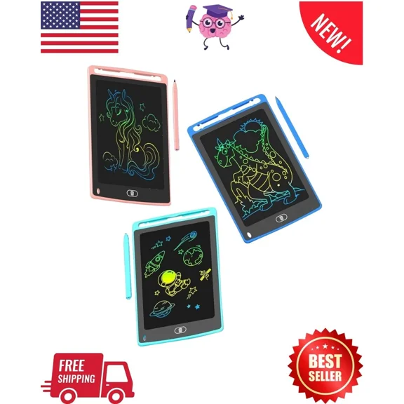 Lcd Writing Tablet For Kids 8.5 Inch Colorful Doodle Board Drawing Tablet 3 Pack