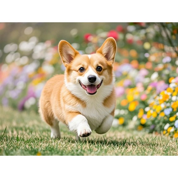 Lcdjbfbf 5D Diamond Art Kit,Welsh Corgi pattern Art Decor,for Beginners Gem Craft Kits,Paint by Number Diamond Painting Kits,Full Round Diamond handmade Home Decor (16X12 Inch)