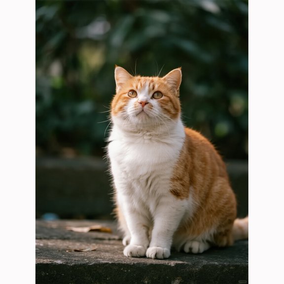 Lcdjbfbf 5D Diamond Painting Kits,DIY Full Round handmade crystal Decor,Orange white short footed cat pattern,for Beginners Paint by Number Diamond Painting,for Living Room Decor 12x16 inch