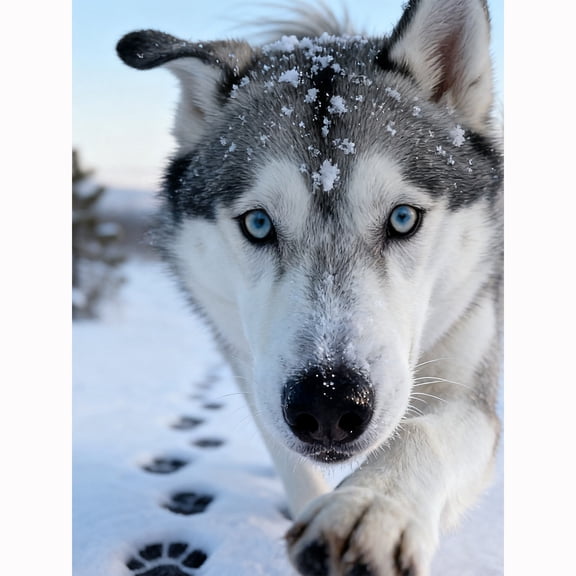 Lcdjbfbf 5D cross stitch Art Kit,Husky pattern,by Number Stitch Arts and Crafts,DIY Paint Round Diamonds Paintings embroidery,for Home Living Room Wall Decor (16X12 Inch) 30x40cm