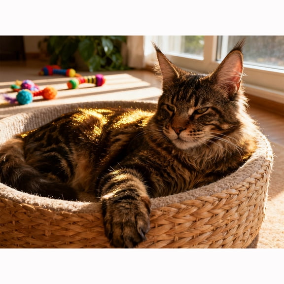 Lcdjbfbf 5D cross stitch Art Kit,Maine Coon Cat pattern,by Number Stitch Arts and Crafts,DIY Paint Round Diamonds Paintings embroidery,for Home Living Room Wall Decor (16X12 Inch) 30x40cm