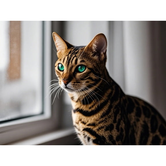 Lcdjbfbf Animal 5D Diamond Art Kit,Bengal Cat pattern,by Number Stitch Arts and Crafts, DIY Paint Round Diamonds Paintings,for Home Living Room Wall Decor (16X12 Inch) 30x40cm