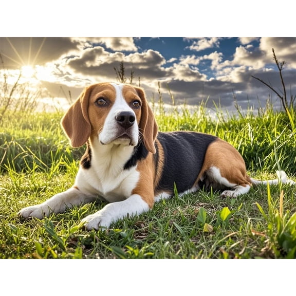 Lcdjbfbf Animal 5D Diamond Art Kit,Brown Beagle pattern,by Number Stitch Arts and Crafts,DIY Round Diamonds Paintings Gem,for Home Living Room Wall Decor (16X12 Inch) 30x40cm
