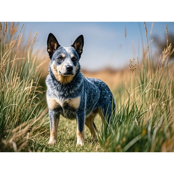 Lcdjbfbf Australian Cattle Dog Diamond Art Decor,for Beginners Gem Craft Kits,5D Diamond Art Kit Paint by Number Diamond Painting Kits,DIY Full Round Drill Diamond Gem Home Decor (16X12 Inch)