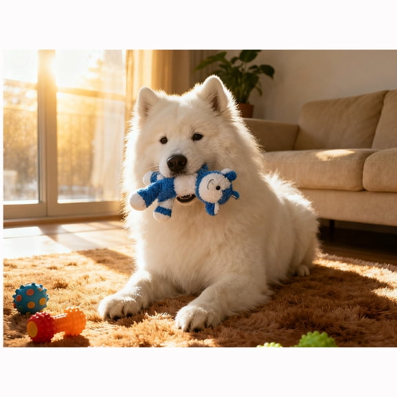 Lcdjbfbf DIY 5D Round Full Drill Diamond Dot Gem Art Kits,Samoyed,Art for Home Wall Decor,Diamond painting handmade for Beginners,animal Crystal Gem Art embroidery (16x12 inch)