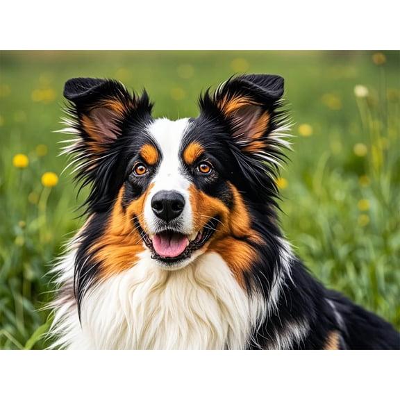 Lcdjbfbf DIY 5D Round Full Drill Diamond Dot Gem Art Kits,australian shepherd pattern,Art for Home Decor,Diamond painting handmade for BeginnersGem Art Diamond Painting 16x12 inch