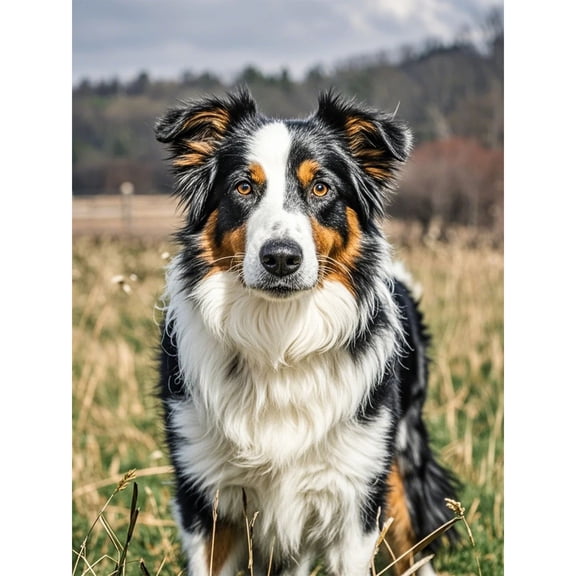 Lcdjbfbf DIY 5D Round Full Drill Diamond Dot Gem Art Kits,australian shepherd pattern,Art for Home Decor ,Diamond painting handmade for Beginnersanimal Crystal Gem Art Diamond Painting (16x12 inch)