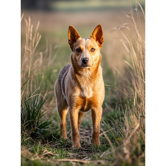 Lcdjbfbf DIY 5D Round Full Drill Dot Gem Art Kits,Australian Red Hellhound pattern,Art for Home Wall Decor,handmade for Beginners animal Crystal Gem Diamond Painting (16x12 inch)