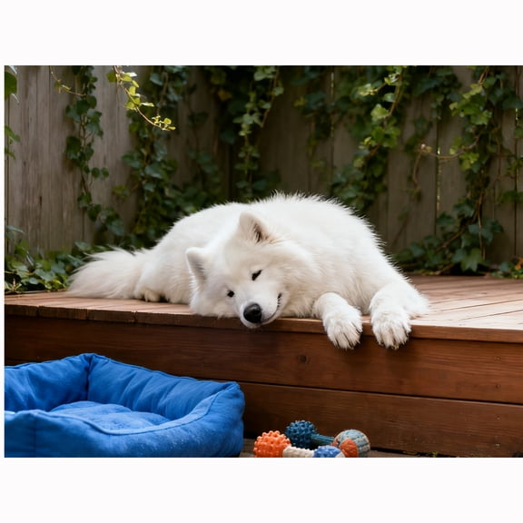 Lcdjbfbf DIY 5D Round Full Drill Dot Gem Art Kits,Samoyed pattern,Art for Home Wall Decor,Diamond painting handmade for Beginners,animal Crystal Gem Art Diamond Painting 16x12 inch