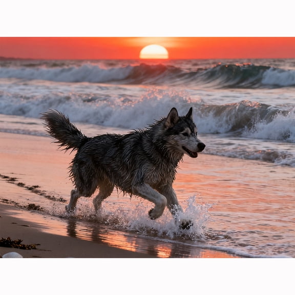 Lcdjbfbf DIY Full Round drill Home Decor,5D Diamond Painting Kits,for Beginners Paint by Number,Husky pattern,Arts and Crafts for Living Room crystal Wall Decor 12x16 inch