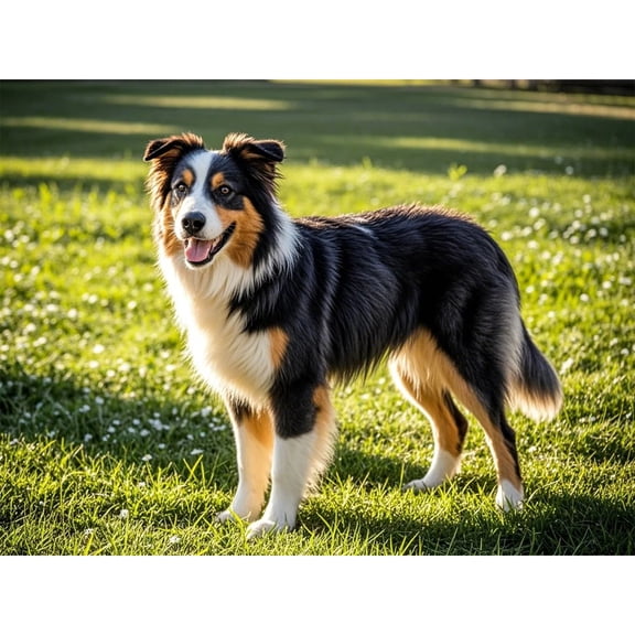 Lcdjbfbf DIY Paint Round Diamonds Paintings,5D Diamond Art Kit,australian shepherd pattern,handmade for Beginners,Number Stitch Arts and Crafts,for Home Living Room Wall Decor (16X12 Inch)