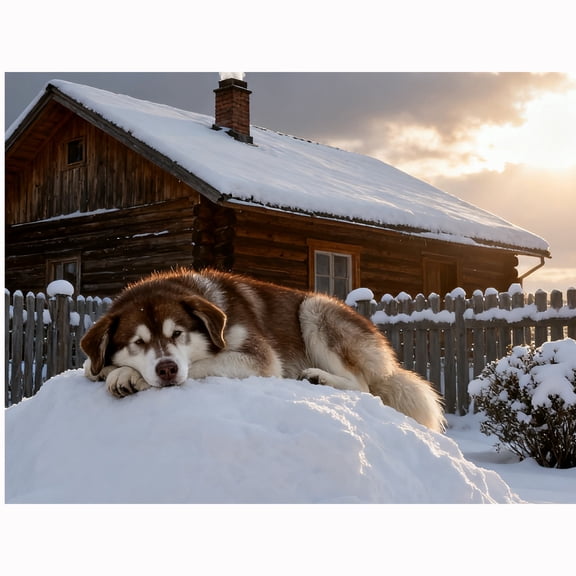 Lcdjbfbf DIY Round Drill Paintings,Animal 5D Diamond Art Kit,Alaskan Malamute pattern,handmade for Beginners,Number Stitch Arts and Crafts,for Home Living Room Decor (16X12 Inch)