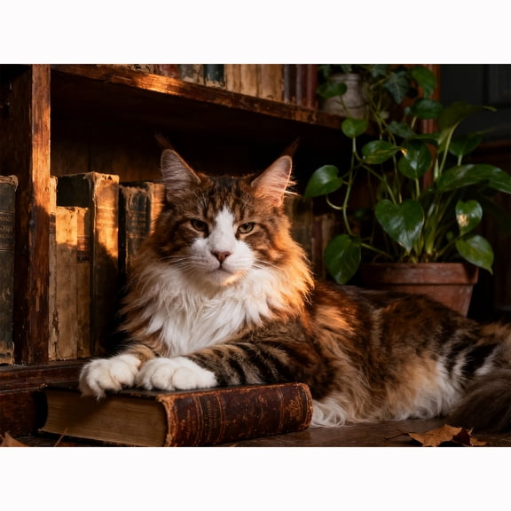 Lcdjbfbf Maine Coon Cat pattern,5D Full Round Diamond Painting Kits,DIY handmade Decor,for Beginners Paint by Number Diamond Painting,Arts and Crafts for Living Room Home Decor 12x16inch