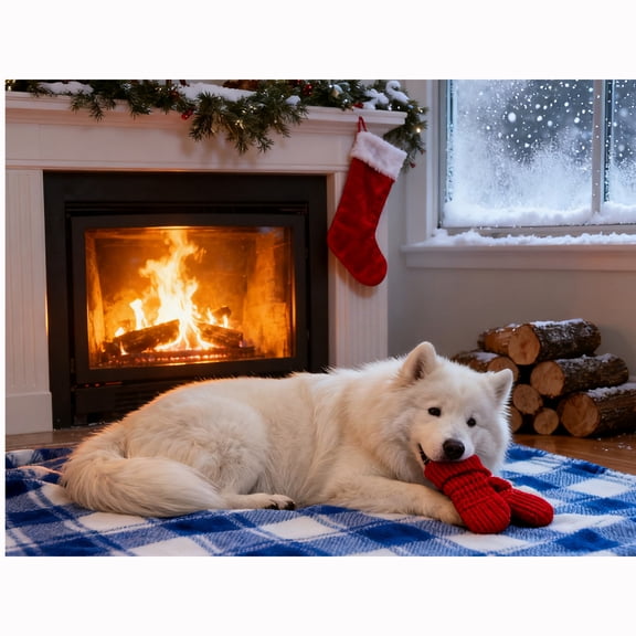 Lcdjbfbf Samoyed cross stitch Decor,for Beginners Gem Craft Kits,5D crystal Art Kit Paint by Number Diamond Painting,DIY Full Round Drill Diamond Dot handmade Home Decor (12X16 Inch)