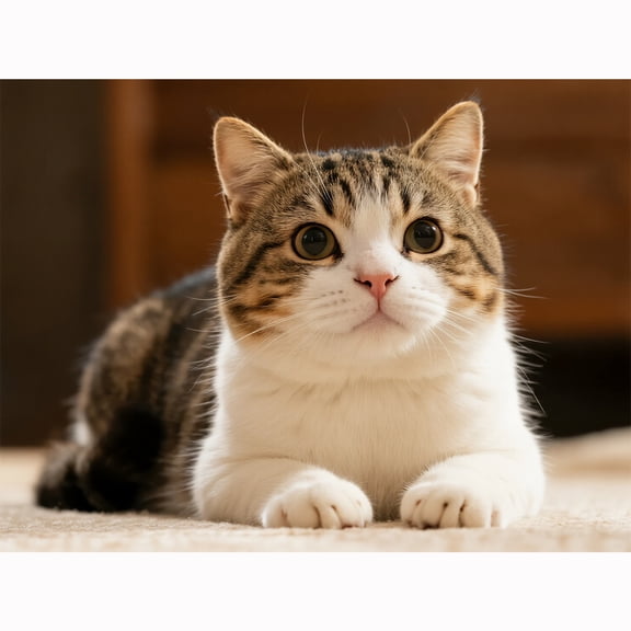 Lcdjbfbf Tiger spotted dwarf cat pattern,5D Full Round Diamond Painting Kits,DIY handmade cross stitch,for Beginners Paint by Number art Painting,Arts and Crafts for Living Room Decor 16x12inch