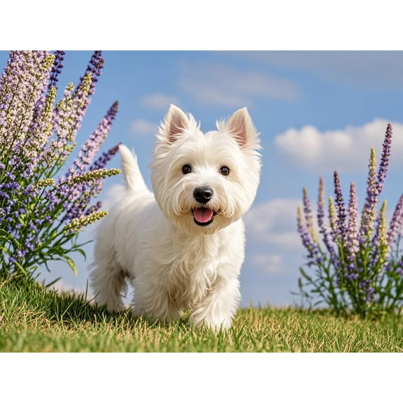Lcdjbfbf West Highland White Terrier Diamond Art Decor,for Beginners Craft Kits,5D grm Art Kit Paint by Number Diamond Painting,DIY Full Round Drill Diamond Dot Gem handmade Home Decor (16X12 Inch)