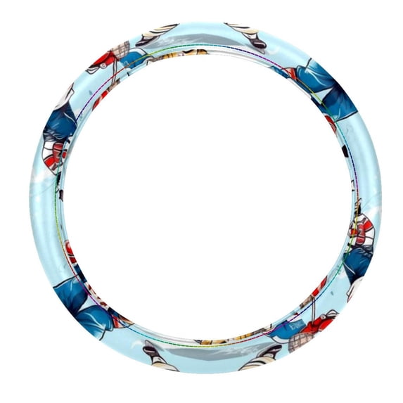 Lce Hockey 14.5 Inch Printing PVC Leather Car Wheel Cover Steering Wheel Cover Auto Accessories