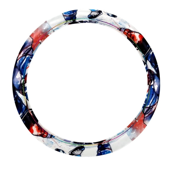 Lce Hockey 14.5 Inch Printing PVC Leather Steering Wheel Covers Car Wheel Cover Auto Accessories