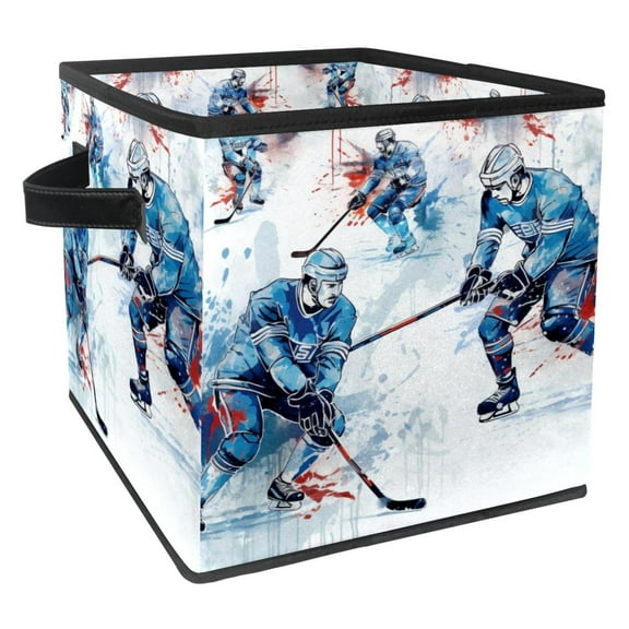 Lce Hockey Foldable Storage Cubes with Handle 10.8"x10.5"x10.6" - Large Capacity Storage Containers, Storage Bins, Toy Box