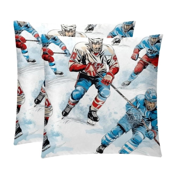 Lce Hockey Luxurious Velvet Pillow Covers Inserts Set with Unique Patterns - 16x16, 18x18, 20x20 Inches - 2 Pack Decorative Throw Pillow Covers for Home Decor and More