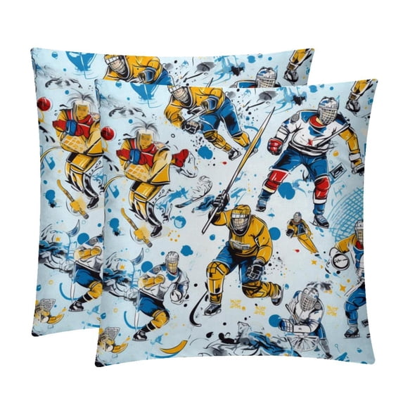 Lce Hockey Pillows Set of 2 | Decorative CoversPillows with Unique Patterns | Available in 16x16, 18x18, and 20x20 Inches | for Home Decor and Gifting | Throw Pillow Accent for Any Room