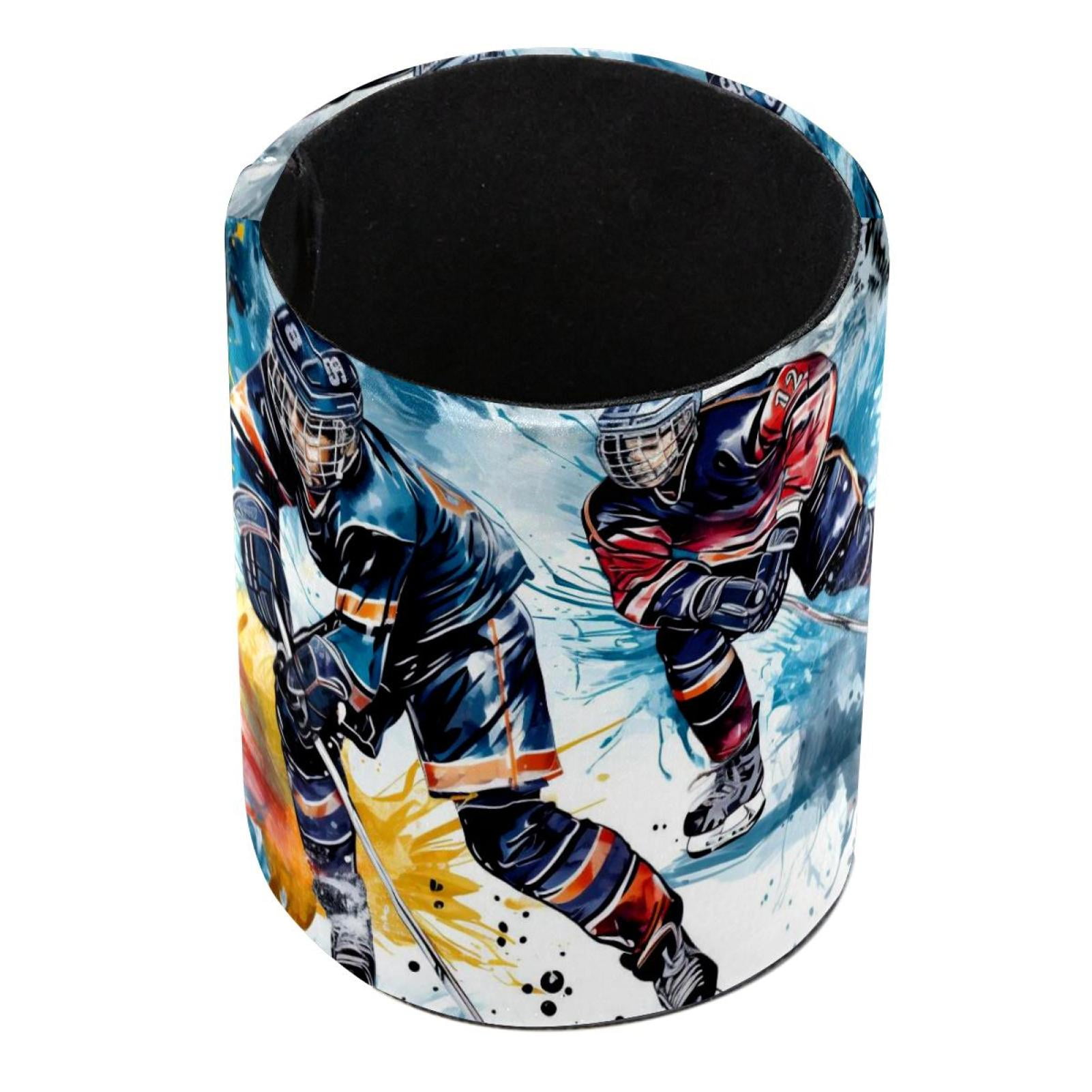 Lce Hockey Round Leather Pencil Organizer, Brush Holder, Pencil Holder Suitable for School