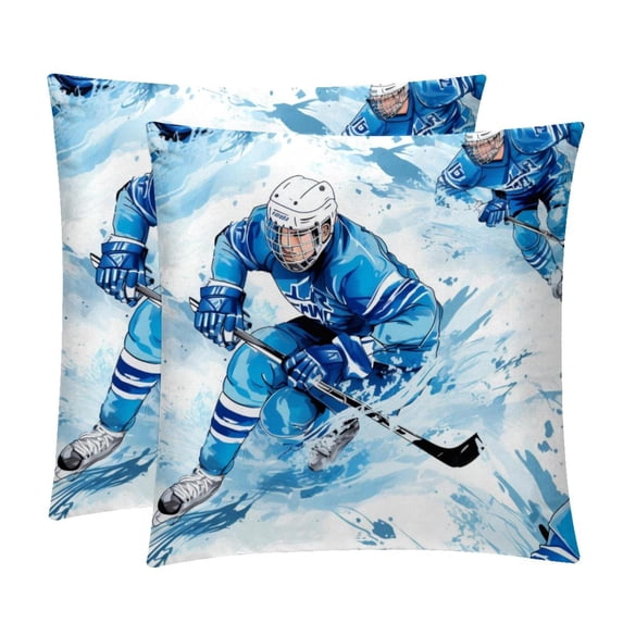 Lce Hockey Throw Pillows Set of 2 with Unique Patterns Covers - Available in 16x16, 18x18, and 20x20 Inches for Various Occasions - Includes Throw Pillow Inserts