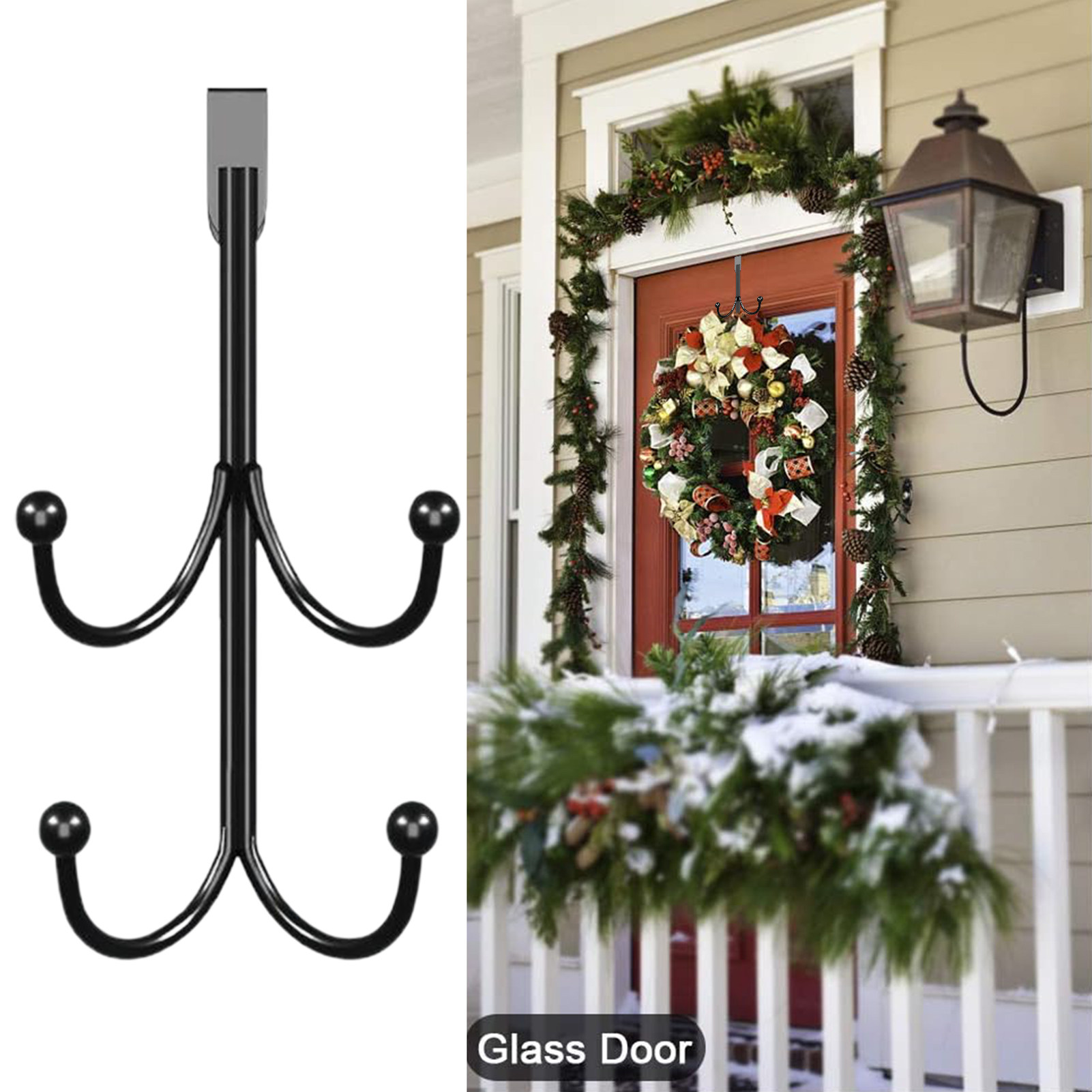 Lchentee Door Peephole Friendly Wreath Hanger Double Layer Metal Hook