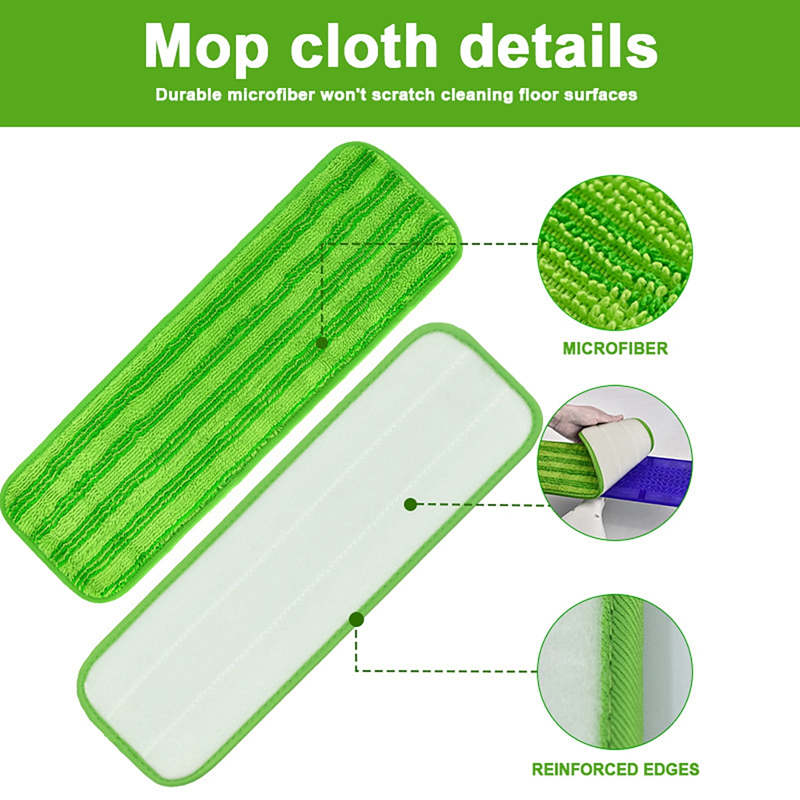 Lchentee Heavy-duty Wet Mop Pad Upgraded Microfiber Mop Pads ...