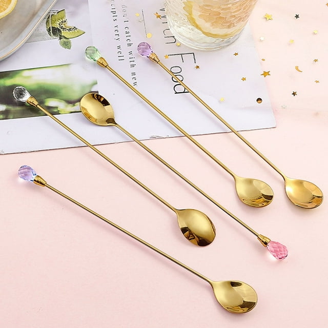 Lchentee Ice Cream Spoons Polished Mixing Spoons Set 4Pcs Food Grade ...